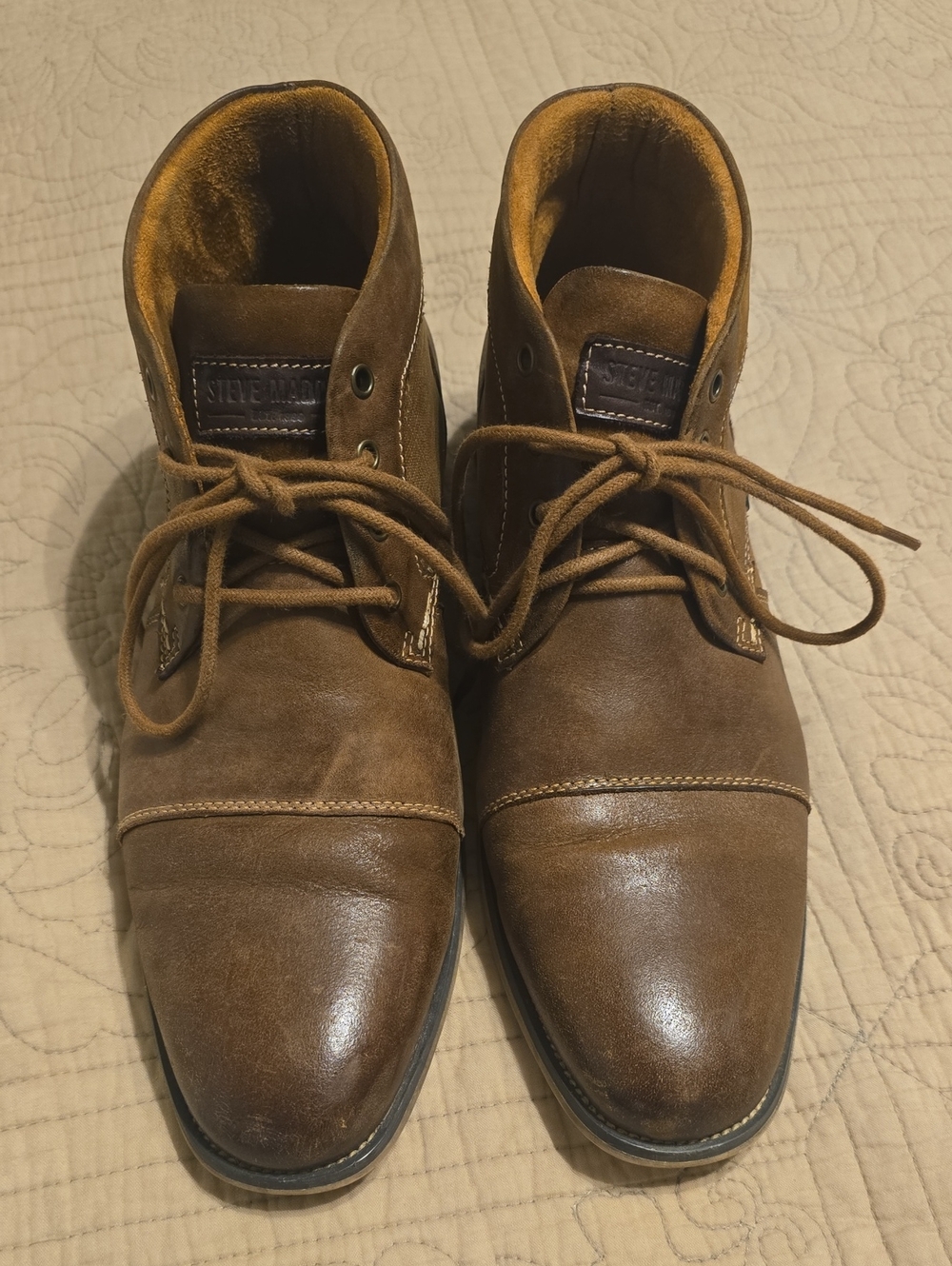 Steve Madden Brown Leather P-Klatin Cap Toe Chukka Boots Men's Size 10
